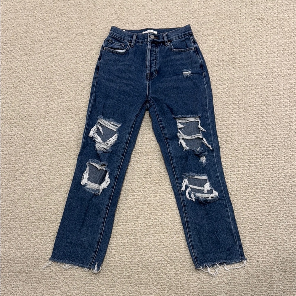 Pacsun High Rise Straight Distressed Blue Jeans